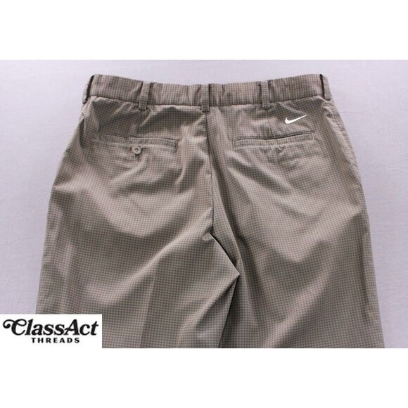 Nike Golf Pants Mens Brown Checked Dri-Fit Tour Performance Stretch 33 X 32 - Picture 11 of 11